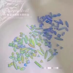 Set de cristales tornasol entre morado y verdoso traslúcido