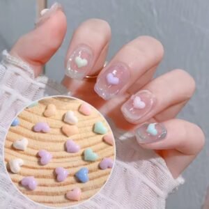 Adorno uñas, corazones pasteles