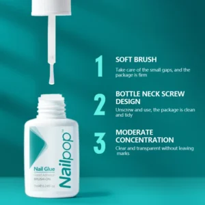 Nail Glue, pegamento para tips de uñas y cristales, Nail Pop 7ml.
