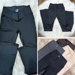 Calza Flare Pretina cruzada  efecto faja, XL/ XXL con micropolar color café